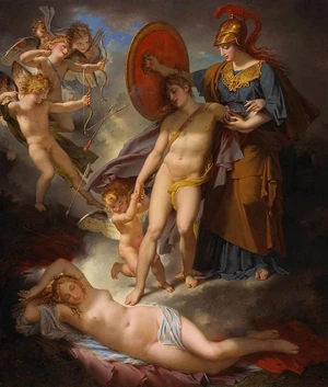 
Η Αθηνά προστατεύει τον υιό του Θησέως, Ιππόλυτο από τον έρωτα της 