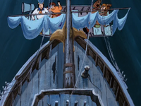 Ghost ship crashes into the gang's dinghy.png