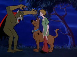 Shaggy and Scooby with the Cat Creature