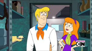 Fred and Daphne in the walk-in freezer.