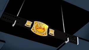 The championship belt on display