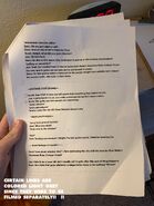 A picture of part of the script in the episode