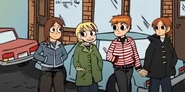 Lauren with Lisa, Scott and Kim in Scott Pilgrim vs. the Animation.