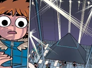 Scott arrives inside the Chaos Theatre.