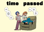 Ramona cuts Scott's hair.