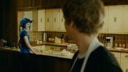 Scott and Ramona (with blue hair) in the kitchen.