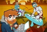 Old Scott in the music video of Konya Wa Hurricane by his band.