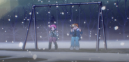 Scott and Ramona on the park's swings in Scott Pilgrim Takes Off.
