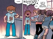 Scott gets his drink spilt on him at the bar.
