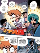 Scott and Ramona having an argument whilst fighting Gideon together.