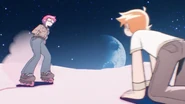 Scott watches Ramona skate towards him in his dream.
