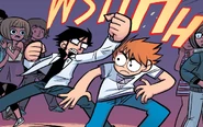 Scott fights off Gideon at the Chaos Theatre.