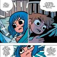 Scott tells Ramona he is trying to change, but Ramona dismisses this, congratulating him for successfully tricking her into thinking he was a decent guy, before calling him out to be "just another evil ex-boyfriend waiting to happen".