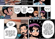 Scott and Ramona meet up with Wallace and Other Scott at Pizza Pizza's.