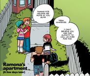 Stephen Stills and Kim Pine help Scott Pilgrim to move in with Ramona Flowers.