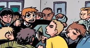 Scott fighting the Benvie Boys in Scott Pilgrim vs. the World.