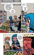 Ramona t the supermarket with Scott, telling him the truth of what she thinks of Sex Bob-omb.