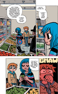 Ramona at the supermarket with Scott, telling him the truth of what she thinks of Sex Bob-omb.