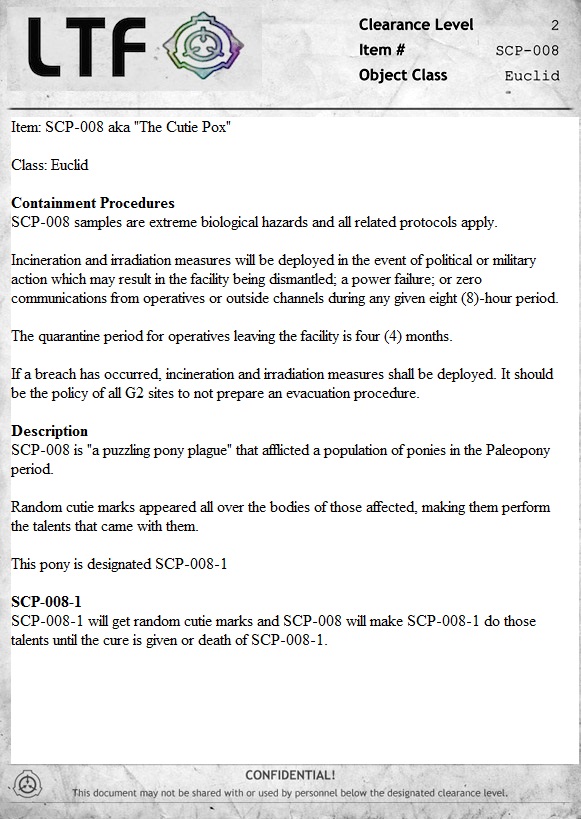 S.C.P FOUNDATION: LOGBOOK - SCP-008 - Wattpad