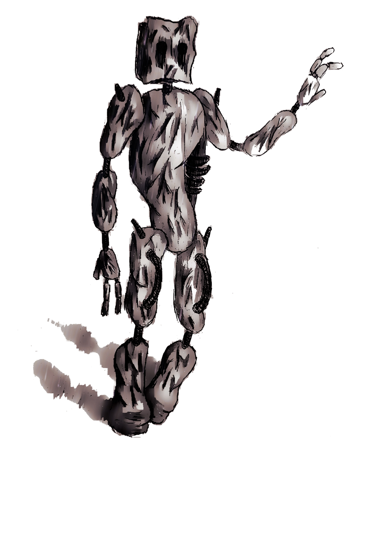 Sad we'll have to say goodbye to the original picture of SCP-173. However,  this does give an opportunity to interpret the figure of the Sculpture  personally. So here is my render of