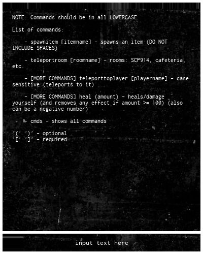List Of Console Commands Scp Anomaly Breach Wiki Fandom - roblox music comands