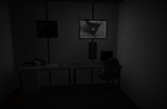 The CCTV monitor screen in SCP-895's containment chamber.