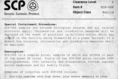 SEKTA - SCP Foundation - Item #: SCP-007 Object Class: Euclid Special  Containment Procedures: SCP-007 is to be contained in a sealed room  measuring 10 m on each side. Room is to