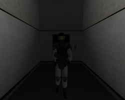 You're stuck in the hallway that has three exits. One house is SCP