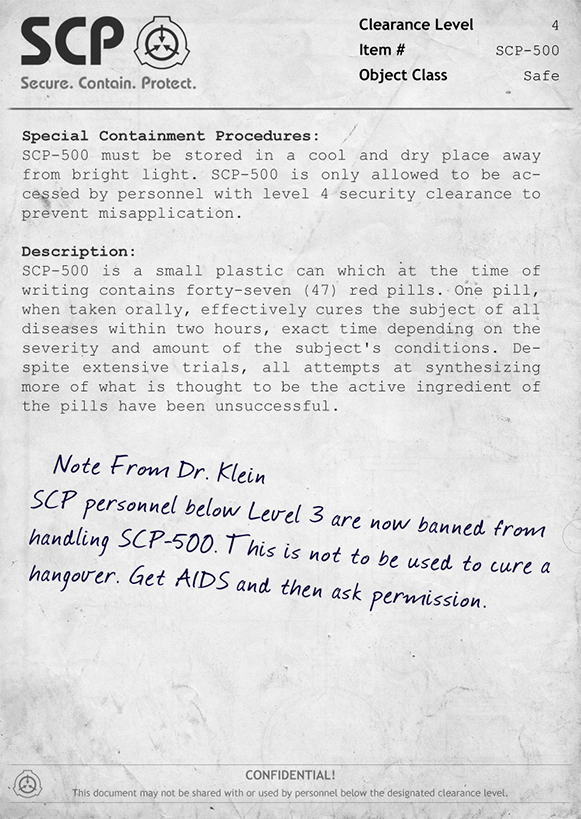 SCP-008 Document  Scp, Scp 049, Scp 500