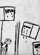 Игрок заходит в комнату с 12 кубами, в которых плачут жертвы SCP-106