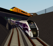The Class 801 under the bridge and the Class 802 is on the bridge.