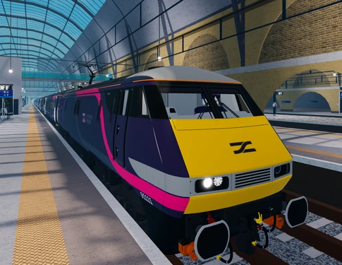 A closeup of a Class 91.