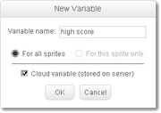 Create a cloud variable