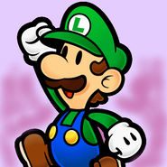 Paper Luigi, used in July. Both Cherry's and Ultra Cherry's body colours are in the background