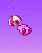 Used sometime in 2019. Features Parasol Kirby from Kirby Super Star Ultra