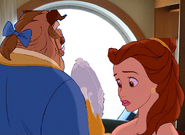 Belle discoved the Magic Mirror with the Beast at the Disney Cruise Line