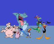 Orson Pig, Courage, Kenny the Shark, Zazu, Flicker and Daffy Duck by ChannelFiveRockz