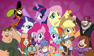 Twilight, Wander, Applejack, Pinkie Pie, Rainbow Dash, Rarity, Fluttershy, Dipper, Mabel, Grunkle Stan, Soos and Wendy, Ami, Yumi and Kaz Hugs