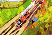 An illustration of James from the Railway Series books