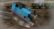 Thomas falls down the mine from Down the Mine on the CGI version from Blue Mountain Mystery