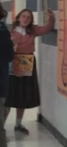 Middle school student in the long skirt
