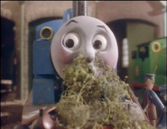 Thomas is scared after he hears Sir Topham Hatt saying that the diesel will do his work in Thomas Comes to Breakfast