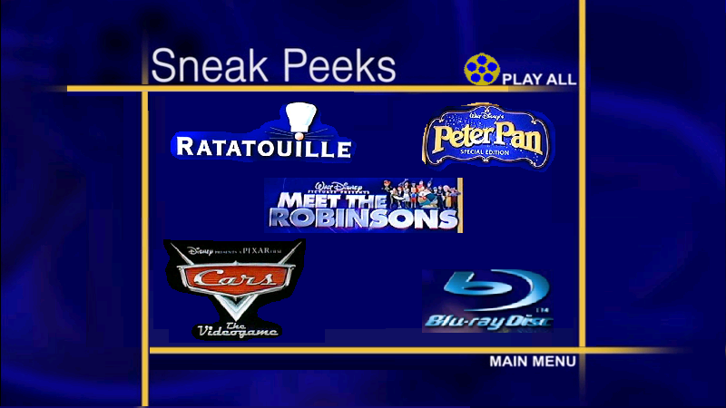 Sneak Peeks Ratatouille Peter Pan: Special Edition Meet the Robinsons Cars:...