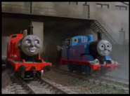 James is happy after Thomas told him that the trucks are happy to hve them back