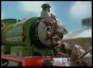 Percy after crashing into a baggage trolley in A Scarf for Percy