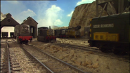 'Arry and Bert with the other diesels in The Great Discovery