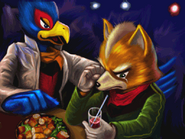 Falco tells Fox of his idea for them to become G-Zero racers in an attempt to cheer him up