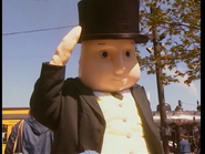 A mascot version of Sir Topham Hatt at Days Out with Thomas