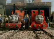 Rheneas with Skarloey in Gallant Old Engine