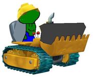 Another construction worker of Ninaborough riding in a bulldozer.